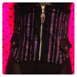 Rare LipService XS coffin zip circus corset.